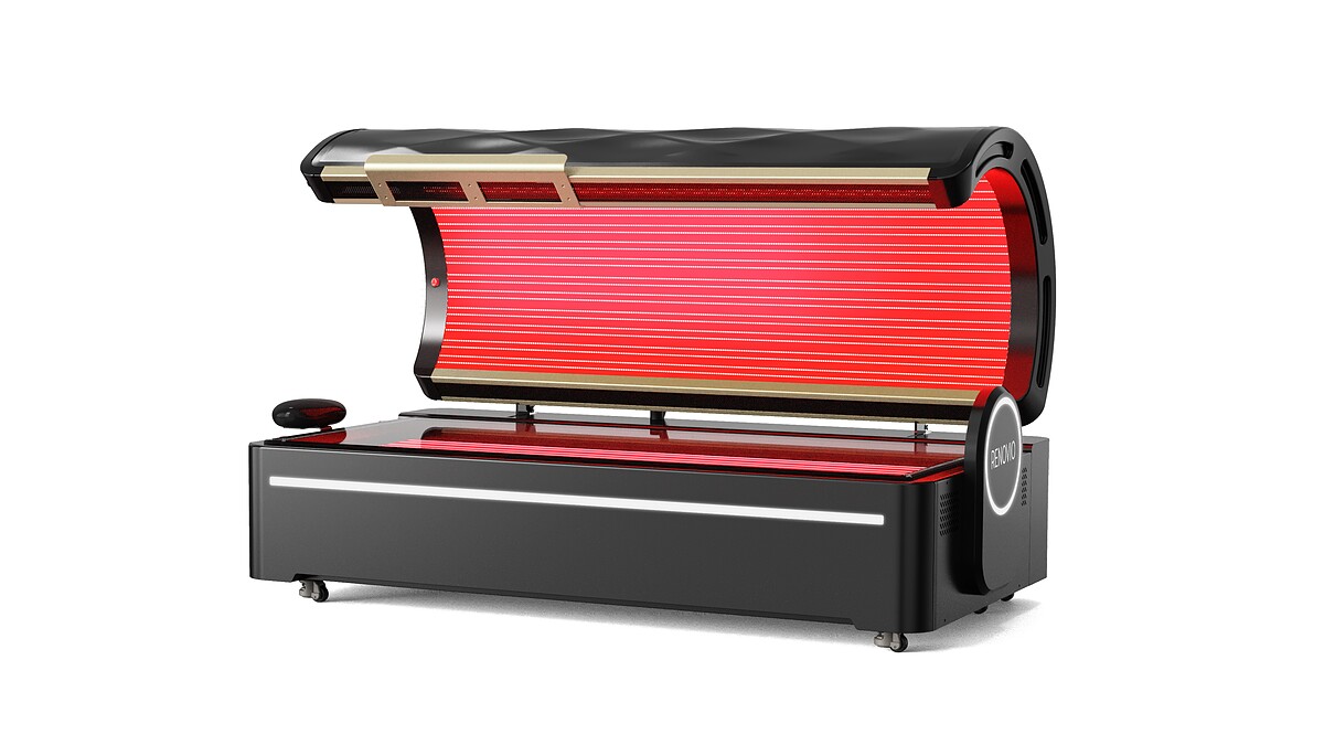 Renovio R5500 — Diamond black — canopy open, LED array illuminated